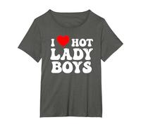I Love Hot Red Ladyboy Heart T-Shirt, Women's Plus, Asphalt Grey, 2X