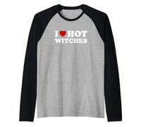 I Love Hot Witches Funny Halloween Costume Raglan Baseball Tee