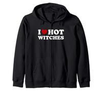 I Love Hot Witches Funny Halloween Costume Zip Hoodie