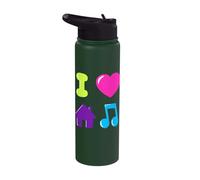 I Love House Music DJ Chicago 1980s Electronic Dance Disco Stainless Steel Insulated Water Bottle