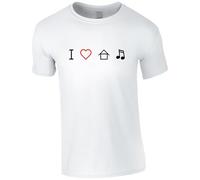 I Love House Music Emoji Symbols Men's T-Shirt - Ibiza Dance Music Rave Festival T Shirt (UK, Alpha, M, Regular, Regular, White)