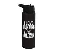 I Love Hunting Stag Forest Scene Stainless Steel Insulated Water Bottle
