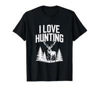 I Love Hunting Stag Forest Scene Value Graphic T-Shirt, Men, Black, M