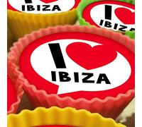 I Love Ibiza - 20 x 5cm Edible Cupcake Toppers on Premium Icing