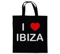 I Love Ibiza - Black Cotton Tote Bag