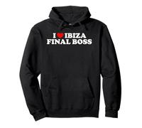 I Love Ibiza Final Boss Funny Viral Meme Humor Sarcasm Heart Pullover Hoodie