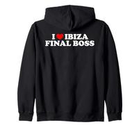 I Love Ibiza Final Boss Funny Viral Meme Humor Sarcasm Heart Zip Hoodie