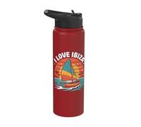 I Love Ibiza Sailboat Sunset Ocean View Stainless Steel Insulated Water Bottle