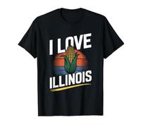 I Love Illinois Corn State Pride Sunset Value Graphic T-Shirt, Men, Black, L