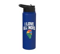 I Love Illinois Enthusiast Design Stainless Steel Insulated Water Bottle