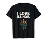 I Love Illinois Home Pride State Outline Value Graphic T-Shirt, Men, Black, M