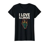 I Love Illinois Home Pride State Outline Value Graphic T-Shirt, Women, Black, M