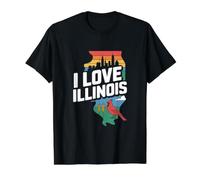 I Love Illinois Skyline Cardinal Value Graphic T-Shirt, Men, Black, M