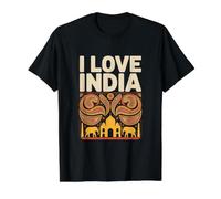 I Love India Cultural Paisley Elephant Taj Mahal Value Graphic T-Shirt
