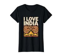 I Love India Cultural Paisley Elephant Taj Mahal Value Graphic T-Shirt
