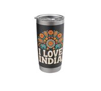 I Love India Elephants Mandala Pattern Stainless Steel Insulated Tumbler