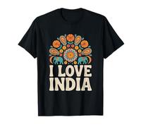 I Love India Elephants Mandala Pattern T-Shirt