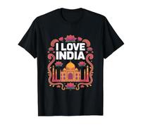 I Love India Lotus Taj Mahal Value Graphic T-Shirt, Men, Black, L