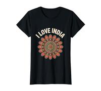 I Love India Mandala Artful Design Value Graphic T-Shirt, Women, Black, L