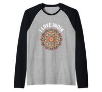 I Love India Mandala Pride Celebration Raglan Baseball Tee