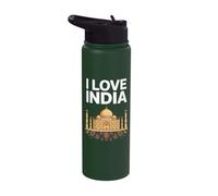 I Love India Taj Mahal Design Stainless Steel Insulated Water Bottle