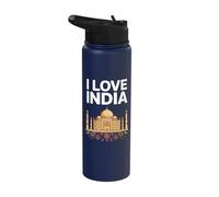 I Love India Taj Mahal Design Stainless Steel Insulated Water Bottle