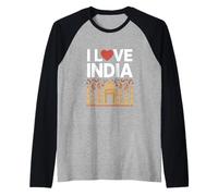 I Love India Taj Mahal Paisley Heritage Pride Raglan Baseball Tee