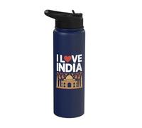 I Love India Taj Mahal Paisley Heritage Pride Stainless Steel Insulated Water Bottle