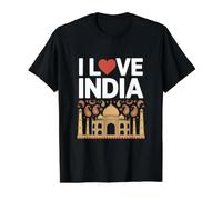 I Love India Taj Mahal Paisley Heritage Pride Value Graphic T-Shirt, Men, Black, M