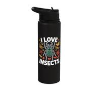 I Love Insects Beetle Butterfly Design Stainless Steel Insulated Water Bottle