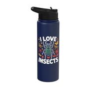 I Love Insects Beetle Butterfly Design Stainless Steel Insulated Water Bottle