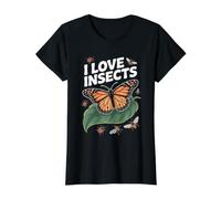 I Love Insects Butterfly Enthusiast Value Graphic T-Shirt, Women, Black, S