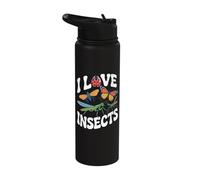 I Love Insects Colorful Bug Collection Stainless Steel Insulated Water Bottle