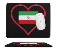 I Love Iran Red Heart Mouse Pad Waterproof Ultra-Thin Non-Slip Rubber Base Square Mouse Mat Gaming Mousepad 9.8"x11.8"