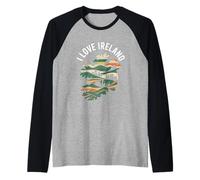 I Love Ireland Scenic Silhouette Design Raglan Baseball Tee