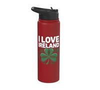 I Love Ireland Shamrock Charm Graphic Stainless Steel Insulated Water Bottle