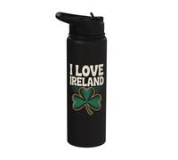 I Love Ireland Shamrock Clover Design Stainless Steel Insulated Water Bottle