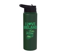I Love Ireland Shamrock Green Pride Stainless Steel Insulated Water Bottle