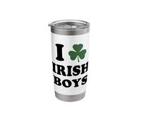 I Love Irish Boys | Funny St Patricks Day Shamrock Stainless Steel Insulated Tumbler