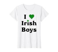 I Love Irish Boys. Green Heart and Shamrock, St Patricks Day T-Shirt