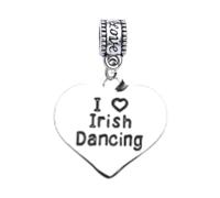 I Love Irish Dancing Charm Bead - Heart Pendant for Irish Dance Lovers & Dancers - Compatible with Pandora, Chamilia, Troll & European Bracelets - Dance Gift Jewelry