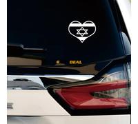 I Love Israel Sticker Decal Vinyl Jewish Hebrew Heart Flag of Israel - 2 Pack White 10.2cm - for Car Boat Laptop Cup No Background Die-Cut