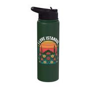 I Love Istanbul Silhouette Sunset Scene Stainless Steel Insulated Water Bottle