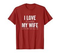 I Love It When My Wife Lets Me Go All in Funny Poker Casino T-Shirt, Men, Cranberry, S