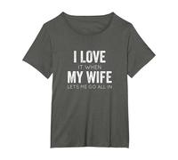 I Love It When My Wife Lets Me Go All in Funny Poker Casino T-Shirt, Women's Plus, Asphalt, 2X