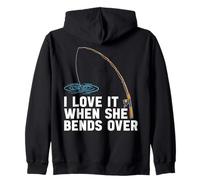 I Love It When She Bends Over Bass Fishing Humor Fisherman Zip Hoodie