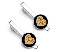 I Love Italian Pizza Tie Clips for Men Classic Necktie Tie Bar 2 Pack Clasp Clips Gifts for Anniversary Business