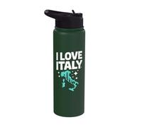 I Love Italy Adventure Enthusiast Map Stainless Steel Insulated Water Bottle