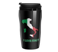 I Love Italy Coffee Cup Non-Slip Coaster with Lid Insulated Tumbler Travel Mug Cafe for Hot Cold Drink 250ml