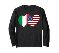 I Love Italy I Love USA Lovely Italy US Flag Hearts Graphic Long Sleeve T-Shirt